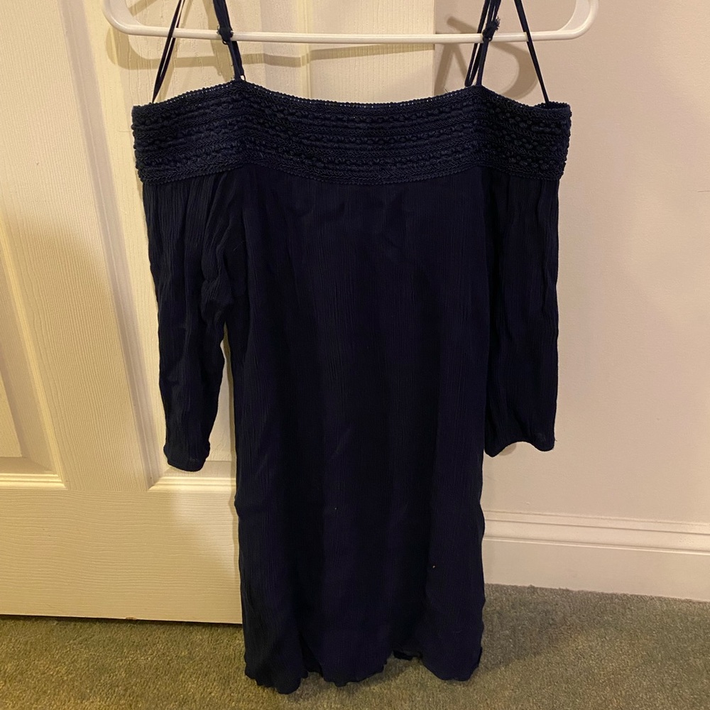 Size medium dark blue shoulder less dress